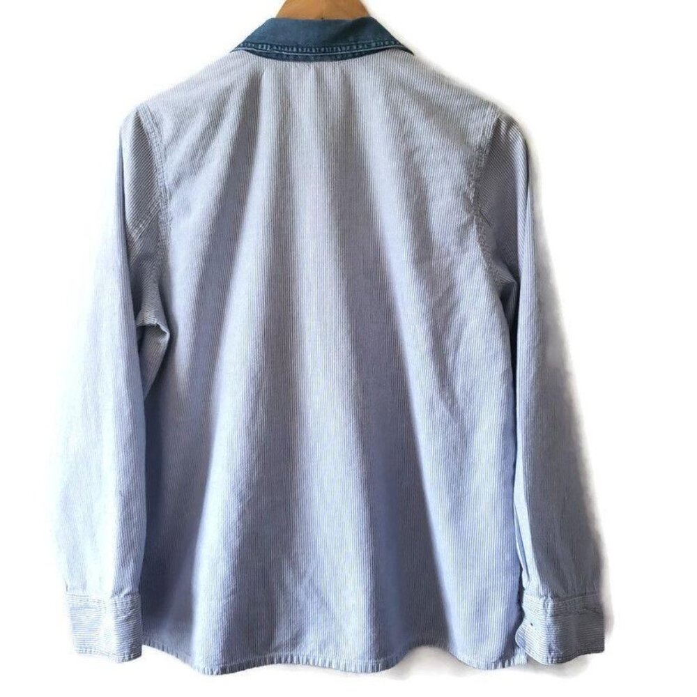 Women’s Striped Skating Penguins Winter Holiday LS Woven Shirt Size L/G (12-14) - Picture 3 of 9